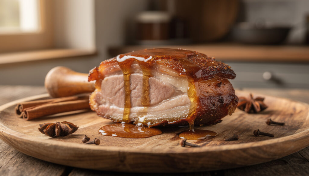 découvrez notre recette savoureuse de cochon confit à la bière, sublimé par un sirop d’érable gourmand et des épices douces pour un plat riche en saveurs et en douceur.