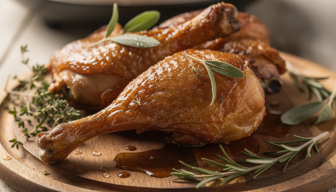 découvrez notre recette simple et rapide de confit de canard croustillant préparé à l’air fryer pour un résultat savoureux et léger.