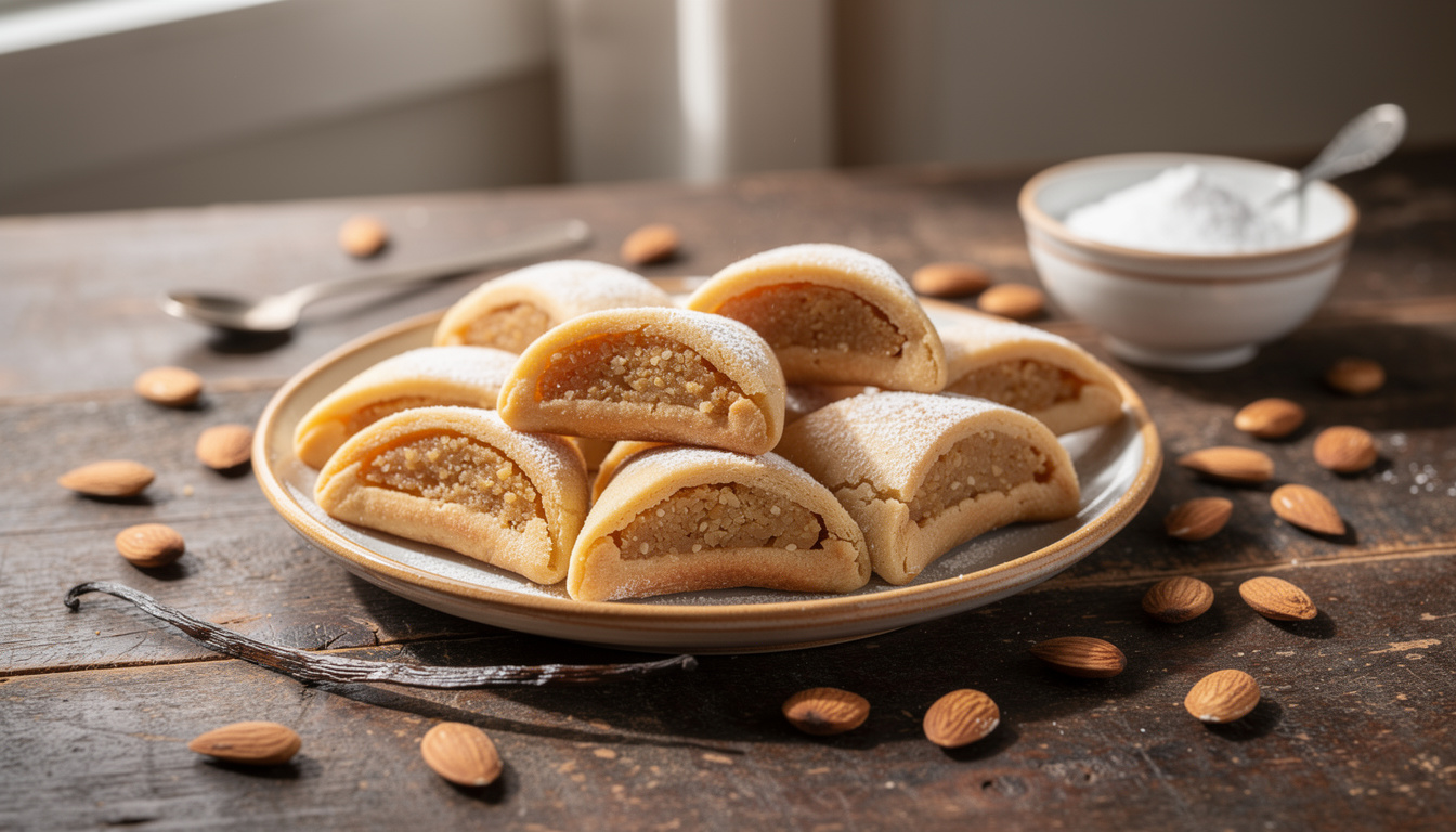 découvrez notre recette facile et authentique des cornes de gazelle maison, ces délicieuses pâtisseries orientales garnies d'une pâte d'amandes parfumée à la fleur d'oranger.
