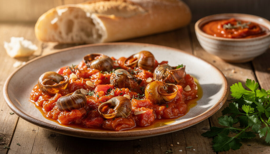 découvrez une recette savoureuse d'escargots cuisinés à la sauce tomate catalane, alliant tradition et saveurs méditerranéennes pour un plat authentique et gourmand.