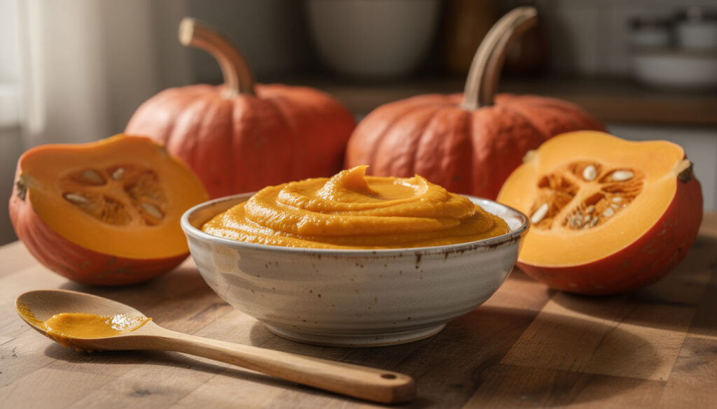 découvrez notre recette facile de purée de potimarron onctueuse réalisée au thermomix, idéale pour accompagner vos plats d'automne avec douceur et saveur.