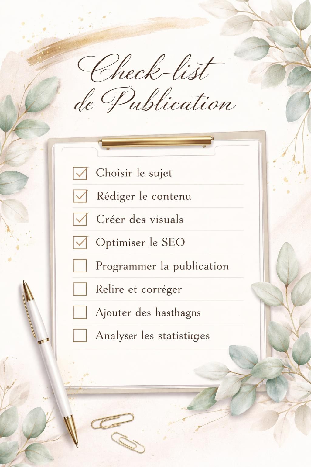 d&eacute;couvrez notre check-list compl&egrave;te avant publication pour optimiser la structure, les balises hn, la longueur et la lisibilit&eacute; de vos contenus, garantissant ainsi un rendu professionnel et efficace.