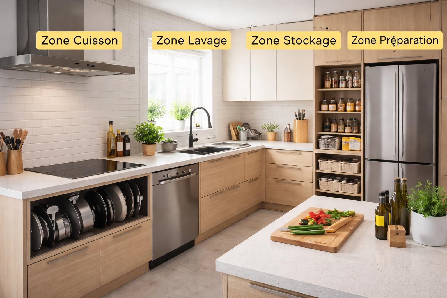 optimisez votre rangement cuisine gr&acirc;ce &agrave; une organisation par zones simple et efficace pour un espace toujours bien ordonn&eacute;.