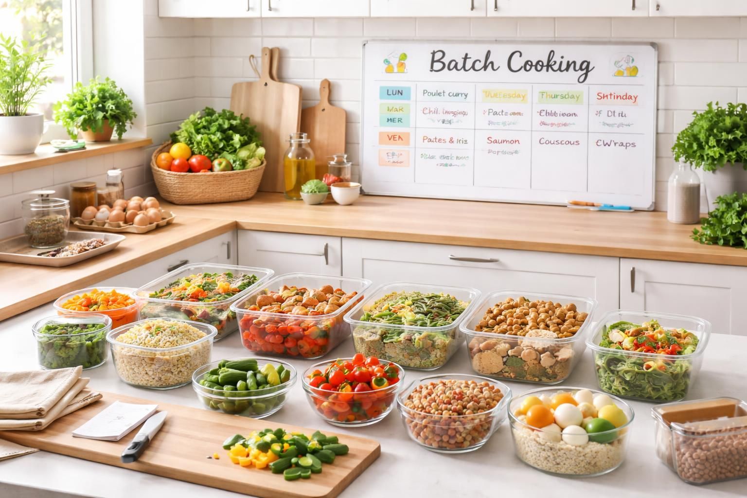 découvrez notre guide de batch cooking pour débutants : planifiez et préparez vos repas en seulement 2 heures pour gagner du temps toute la semaine.