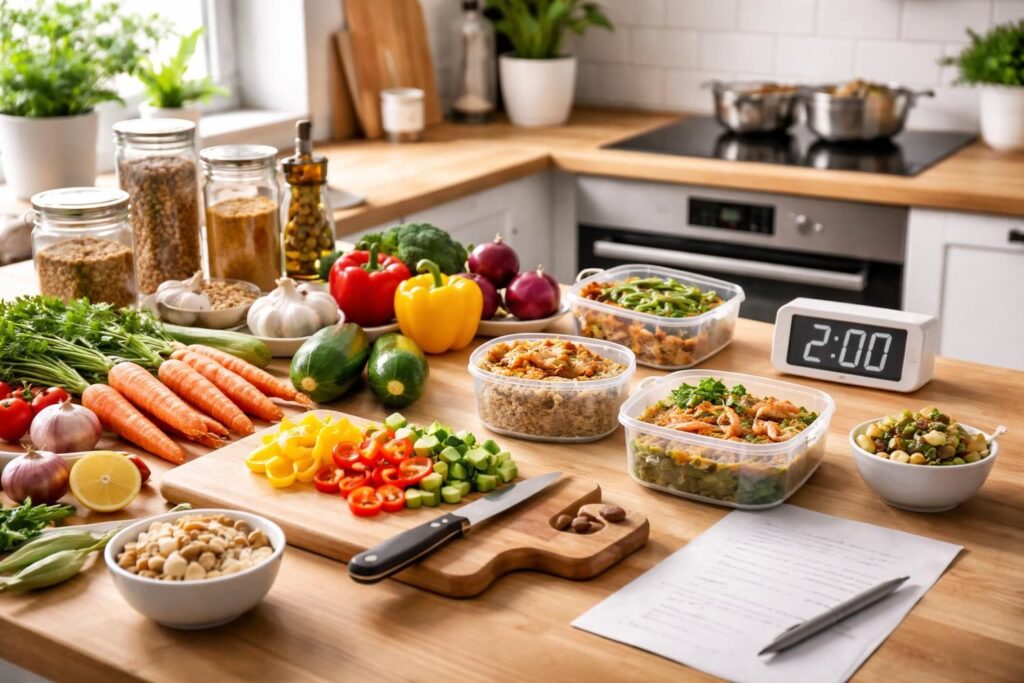 découvrez notre guide de batch cooking pour débutants et apprenez à préparer vos repas de la semaine en seulement 2 heures grâce à un plan simple et efficace.