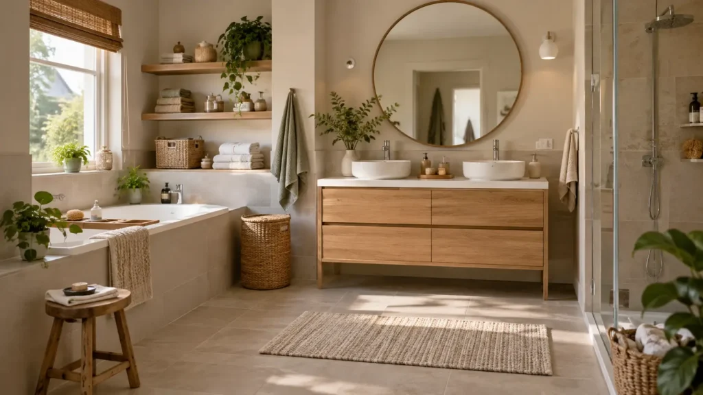 Salle de bains chaleureuse fa&ccedil;on spa